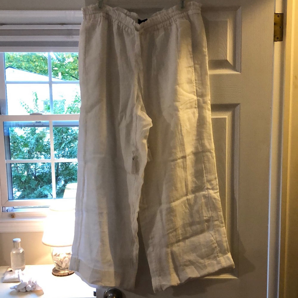 J.CREW White Linen Drawstring Pants